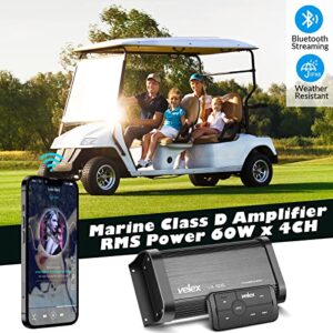Marine Bluetooth Amplifier Waterproof Class D Amp UTV Amp 4 Channel with Controller for Boat Golf Motorcycle Hidden Installation