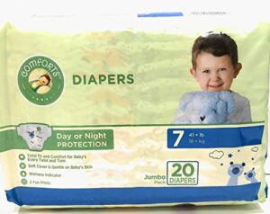 diapers size 7, 20 count, kroger comforts day night disposable diapers, 41+ pounds