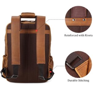 Polare Cowhide Leather Multiple Laptop Backpack Day Pack Travel Bag Satchel For Men