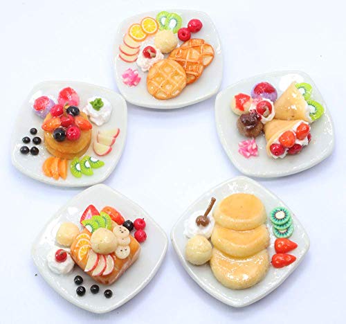ThaiHonest 5 Dollhouse Miniatures Pancake & Waffle Food Supply Handcrafted,Tiny Food