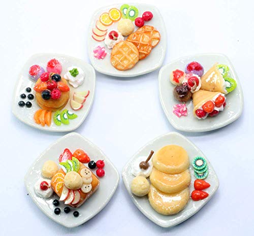 ThaiHonest 5 Dollhouse Miniatures Pancake & Waffle Food Supply Handcrafted,Tiny Food