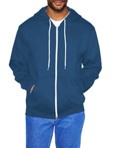 american apparel men's flex fleece long sleeve zip hoodie, sea blue, 2x-large