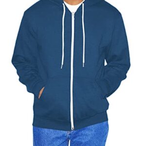 American Apparel Men's Flex Fleece Long Sleeve Zip Hoodie, Sea Blue, 2X-Large