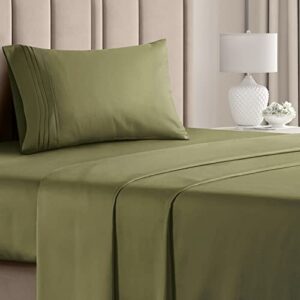 400 thread count cotton - twin size sheet set - 100% cotton sheets - 400-thread-count - sateen cotton - deep pocket cotton bed sheets - silky & soft cotton - hotel quality cotton sheet for twin beds