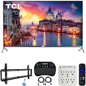 tcl 55r625 55-inch 6-series 4k qled uhd hdr roku smart tv bundle with 37-70-inch low profile wall mount kit, deco gear wireless keyboard and 6-outlet surge adapter with night light