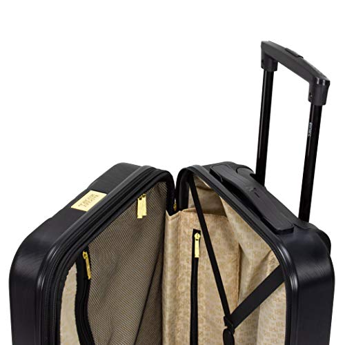 Badgley Mischka Modern trolley Diamond 3 Piece Expandable Spinner Wheels Luggage/Suitcase Set (Black)