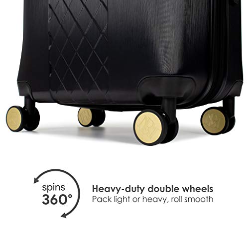 Badgley Mischka Modern trolley Diamond 3 Piece Expandable Spinner Wheels Luggage/Suitcase Set (Black)