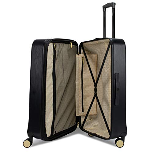 Badgley Mischka Modern trolley Diamond 3 Piece Expandable Spinner Wheels Luggage/Suitcase Set (Black)