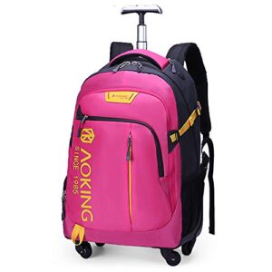 aopmgoe aoking 20/22″water resistant rolling wheeled backpack laptop compartment bag(22 inch, rose)