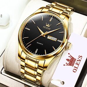 Black Gold Watch for Men,Day and Date Men Watch,Men Gold Tone Watch,Fashion Gold Men Watches,Male Watch,Business Waterproof Men Watch,Luxury Gold Men Watches,Luminous Man Watch,Dress Watch for Men