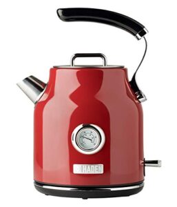 haden dorset stainless steel electric kettle - 1.7l (7 cup) tea kettle with auto shut-off and boil-dry protection - red