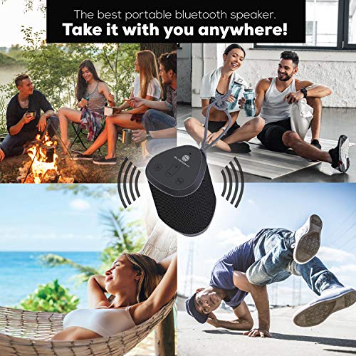 Bluetooth Speaker Portable Wireless Waterproof, from SilverOnyx, Loud Crystal Clear Stereo Sound, Rich Bass Subwoofer, Built-in Mic, IPX6 Rated Speakers, Perfect for Pool, Shower, Home, Travel - Black