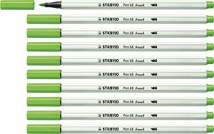 stabilo premium fibre-tip pen pen 68 brush light green box of 10