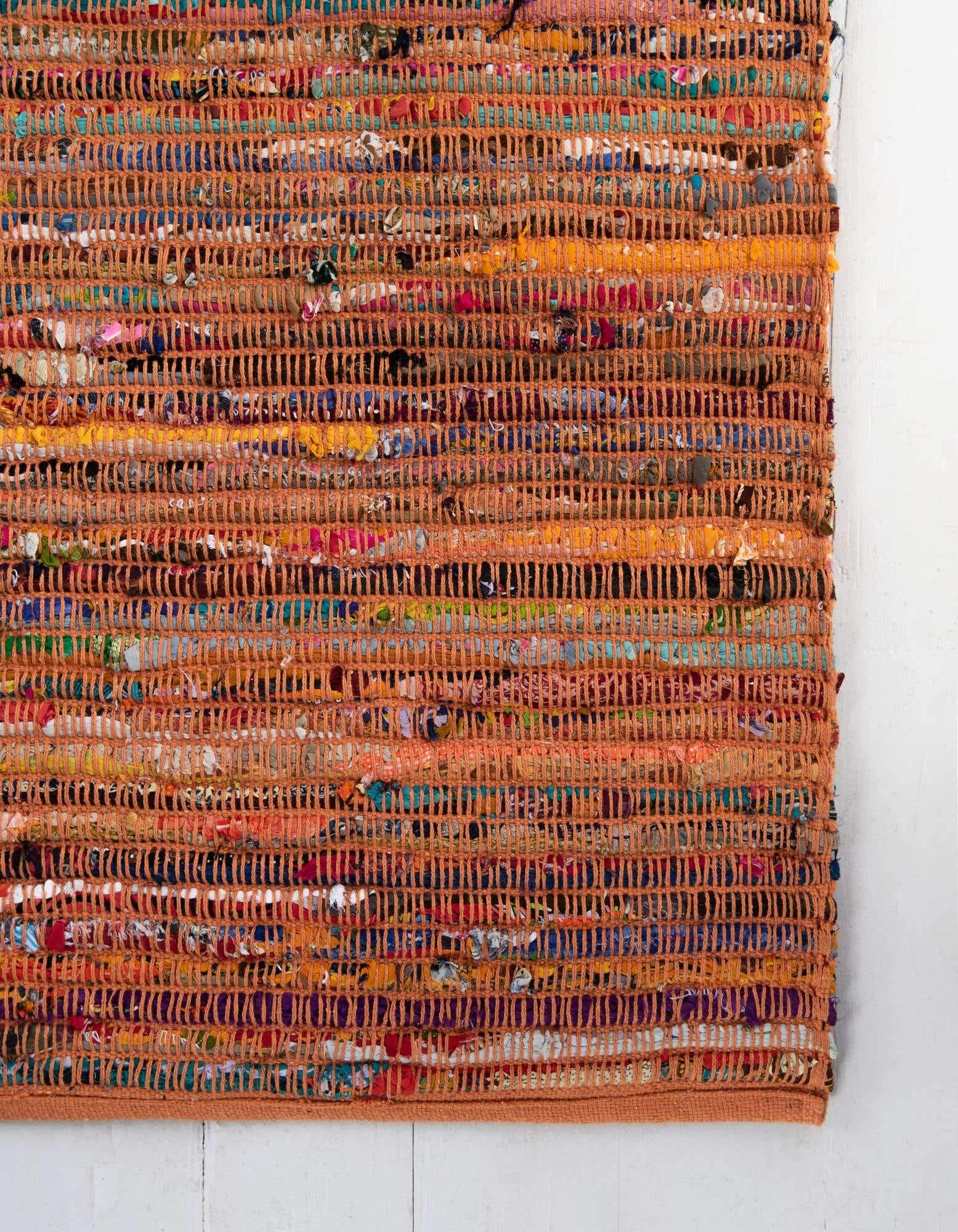 Unique Loom Braided Chindi Collection Area Rug - Multi-Striped (4' 1" x 6' 1" Rectangle, Multi/ Black)