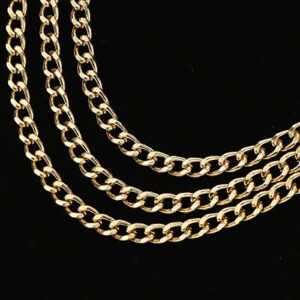 Glamorstar Multilayer Metal Waist Chain Dress Belts Metal Belt for Women Gold 130CM/51.2IN