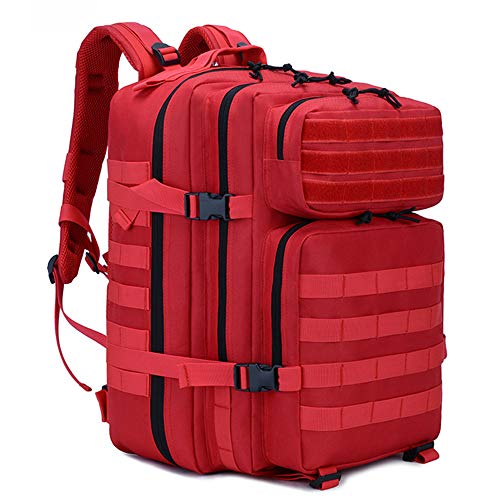 LHI Military Tactical Backpack for Men and Women 45L Army 3 Days Assault Pack Bag Large Rucksack with Molle System - Red