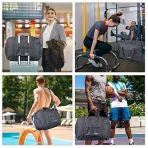 Sports Gym Bag with Wet Pocket & Shoes Compartment, Travel Duffel Bag for Men and Women Lightweight, Gray