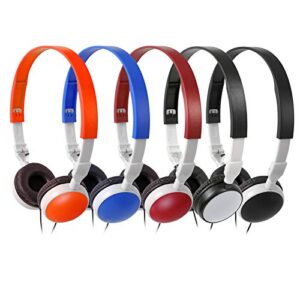 keewonda bulk headphones classroom kids headsets 10 pack students school multi color headphones in bulk kw-x10 foldable earbuds for computer lab library hospital museumstesting centers hotels