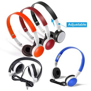 Keewonda Bulk Headphones Classroom Kids Headsets 10 Pack Students School Multi Color Headphones in Bulk KW-X10 Foldable Earbuds for Computer Lab Library Hospital MuseumsTesting Centers Hotels