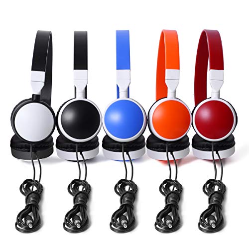 Keewonda Bulk Headphones Classroom Kids Headsets 10 Pack Students School Multi Color Headphones in Bulk KW-X10 Foldable Earbuds for Computer Lab Library Hospital MuseumsTesting Centers Hotels