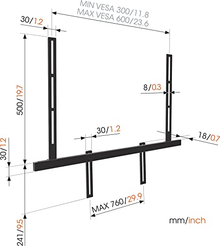 Vogel's SOUND 3550 soundbar mount | Also fits Bose Soundbar 500/700 | Sonos Arc/Beam/Playbar | Samsung | Sony | LG and JBL | mount for VESA 100 to 600 | Black | Max. 14.3 lbs (6,5 kg)