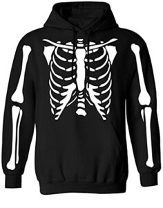 arvilhill men's halloween skeleton black pullover party costume funny hoodies casual sweatshirt m