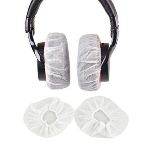 100pcs white non-woven sanitary headphone ear cover, disposable super stretch covers washable for most on ear headphones with 10~12cm earpads (xl - 13cm)