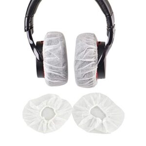 100Pcs White Non-Woven Sanitary Headphone Ear Cover, Disposable Super Stretch Covers Washable for Most On Ear Headphones with 10~12cm Earpads (XL - 13cm)