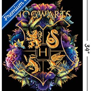 Trends International The Wizarding World: Harry Potter - Floral House Crests Wall Poster, 22.375" x 34", Premium Unframed Version