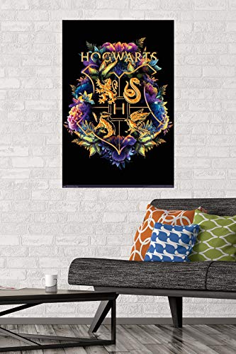 Trends International The Wizarding World: Harry Potter - Floral House Crests Wall Poster, 22.375" x 34", Premium Unframed Version