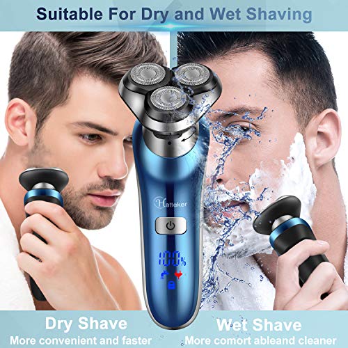 Hatteker Electric Shaver for Men Trimmer for Men Cordless Rechargeable Beard Nose Hair Face Trimmer Rotary Razor USB Groomer Waterproof Wet Dry 4 in 1