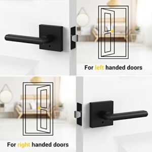 Ohuhu Door Handle, Matte Black Door Knob, Door Handles, Bedroom Door Lock, Door Lever with Modern Contemporary Slim Square Design for Home Bathroom Privacy in Satin Zinc