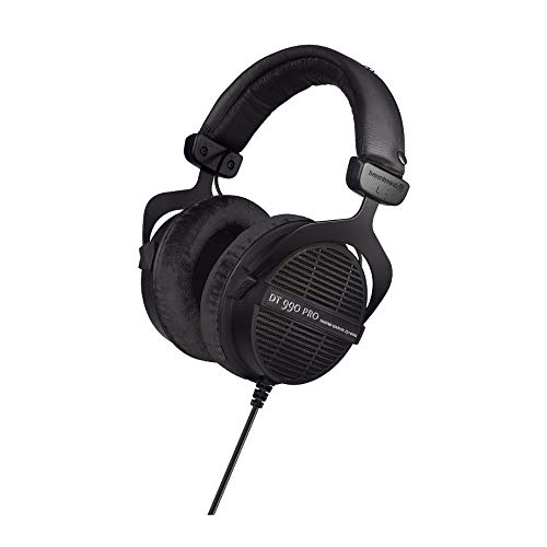 beyerdynamic DT 990 PRO Studio Headphones (Ninja Black, Limited Edition) Bundle with Hard Shell Headphone Case (2 Items)