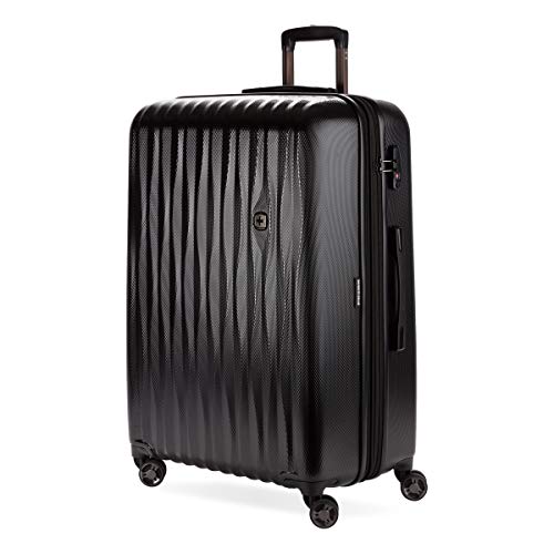 SwissGear 7272 Energie Expandable Hard-Sided Luggage With Spinner Wheels & TSA Lock, Black, 27”