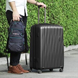 SwissGear 7272 Energie Expandable Hard-Sided Luggage With Spinner Wheels & TSA Lock, Black, 27”