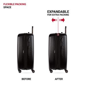 SwissGear 7272 Energie Expandable Hard-Sided Luggage With Spinner Wheels & TSA Lock, Black, 27”