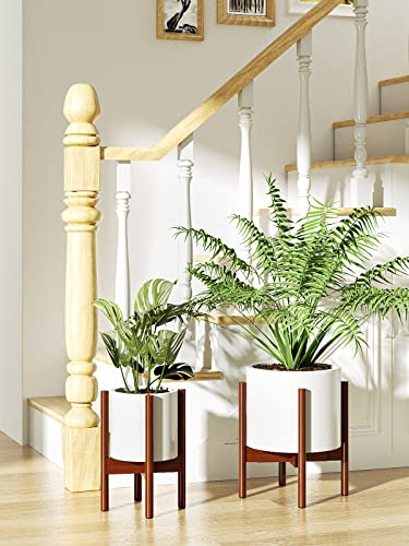 MUDEELA Adjustable Plant Stand Indoor, Bamboo Plant Stand 8 to 12 Inches, Single Floor Plant Stand for Indoor Plants, Bamboo Dark Brown Planter Stand for Indoor Plants, Pot Plant Not Included