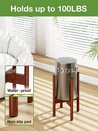 MUDEELA Adjustable Plant Stand Indoor, Bamboo Plant Stand 8 to 12 Inches, Single Floor Plant Stand for Indoor Plants, Bamboo Dark Brown Planter Stand for Indoor Plants, Pot Plant Not Included