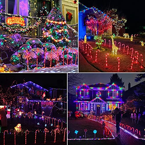 24.5" Candy Cane Lights with Stakes, 12 Packs Large Christmas Pathway Lights Outdoor, 8 Light Modes Candy Cane Pathway Markers Christmas Decorations for Yard Patio Garden Walkway Sidewalks
