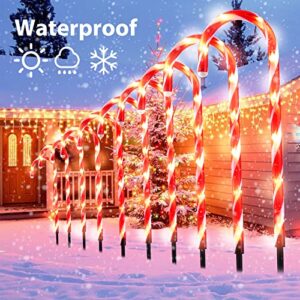 24.5" Candy Cane Lights with Stakes, 12 Packs Large Christmas Pathway Lights Outdoor, 8 Light Modes Candy Cane Pathway Markers Christmas Decorations for Yard Patio Garden Walkway Sidewalks