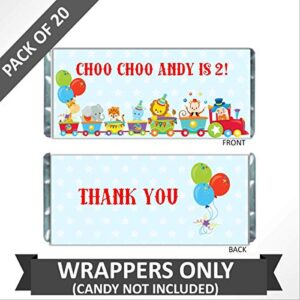 Personalized Candy Wrappers for Chocolate, Circus Birthday Party Favors, Pack of 20 Custom Hershey Bar Labels