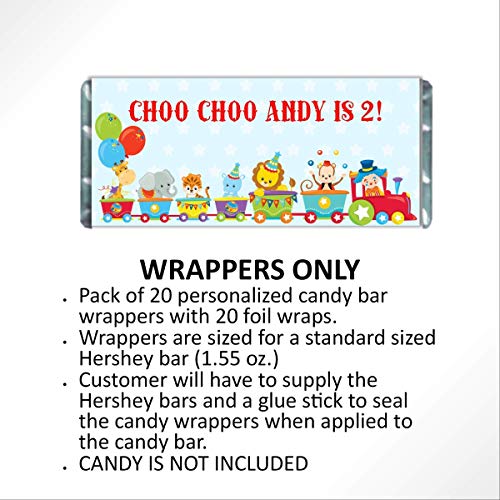 Personalized Candy Wrappers for Chocolate, Circus Birthday Party Favors, Pack of 20 Custom Hershey Bar Labels