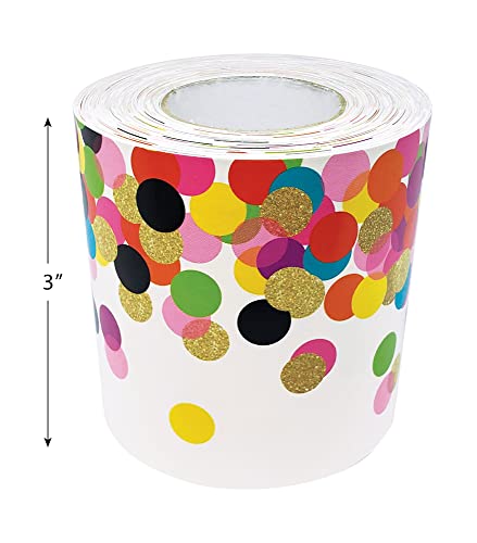 Teacher Created Resources Confetti Straight Rolled Border Trim - 50ft - Decorate Bulletin Boards, Walls, Desks, Windows, Doors, Lockers, Schools, Classrooms, Homeschool & Offices