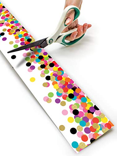 Teacher Created Resources Confetti Straight Rolled Border Trim - 50ft - Decorate Bulletin Boards, Walls, Desks, Windows, Doors, Lockers, Schools, Classrooms, Homeschool & Offices