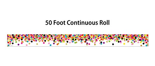 Teacher Created Resources Confetti Straight Rolled Border Trim - 50ft - Decorate Bulletin Boards, Walls, Desks, Windows, Doors, Lockers, Schools, Classrooms, Homeschool & Offices