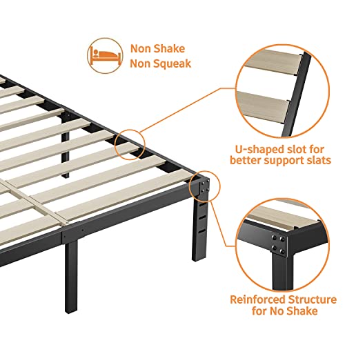 ZIYOO California King Bed Frame 16 Inch High 3" Wooden Slats Platform,3500lbs Heavy Duty Support,No Box Spring Needed Mattress Foundation, Quiet Noise Free, Easy Assembly