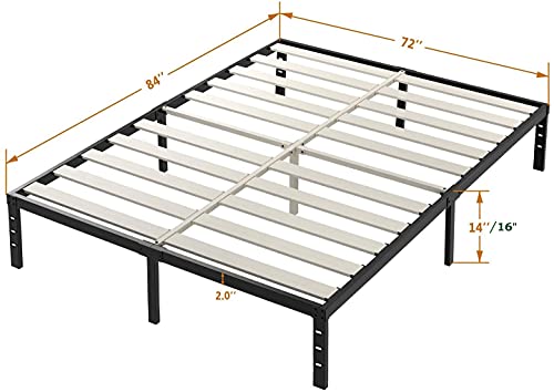 ZIYOO California King Bed Frame 16 Inch High 3" Wooden Slats Platform,3500lbs Heavy Duty Support,No Box Spring Needed Mattress Foundation, Quiet Noise Free, Easy Assembly