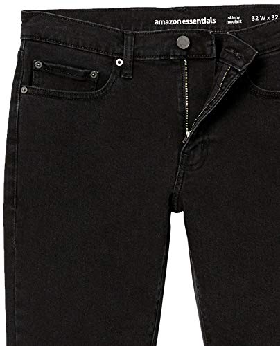 Amazon Essentials Men's Skinny-Fit Stretch Jean, Washed Black, 40W x 34L