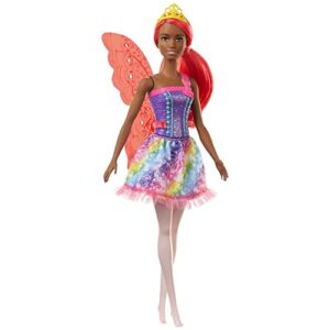 barbie dreamtopia fairy doll, 12-inch, with pink hair, light pink legs & wings, gift for 3 to 7 year olds