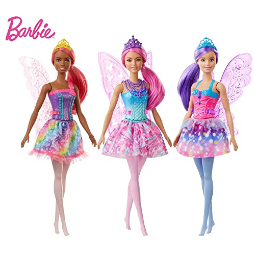 Barbie Dreamtopia Fairy Doll, 12-inch, with Pink Hair, Light Pink Legs & Wings, Gift for 3 to 7 Year Olds